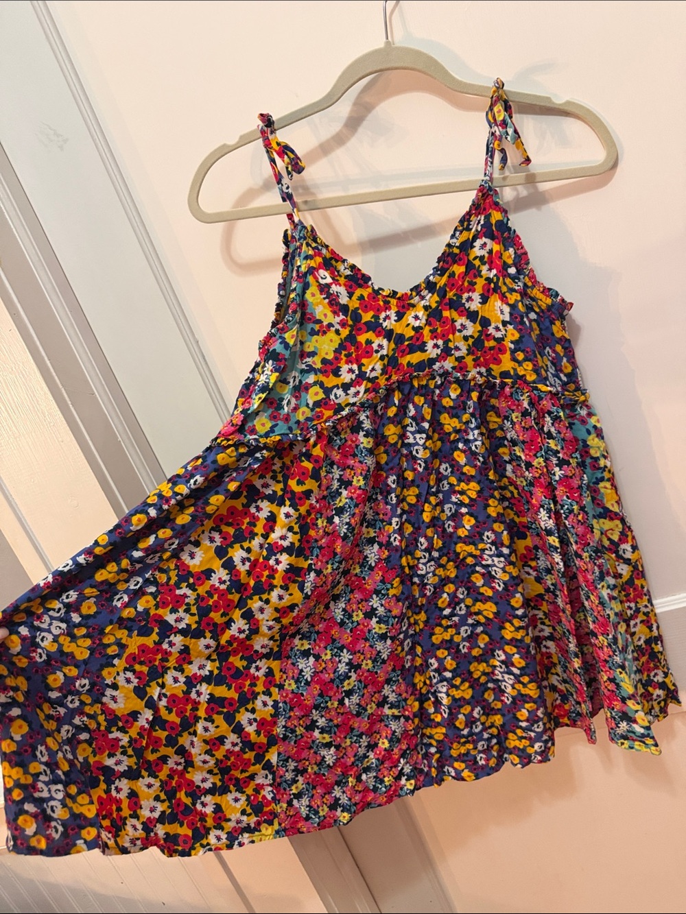 Patrons of Peace Floral Tie-Strap Sundress in Navy, Yellow, Pink - Picture 2 of 3